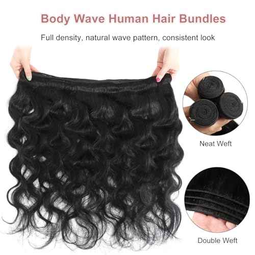 12A Human Hair Bundles Body Wave 24 26 28 INCH Brazilian Virgin Human Hair Extensions 3 Bundles Natural Black for Women