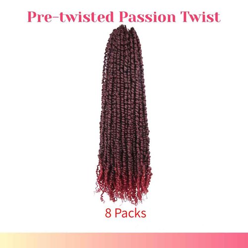BOHOBABE Long Pre-twisted Passion Twist Crochet Hair 30 Inch Pre-looped Long Crochet Passion Twist Braiding Hair 8 Packs Soft Bohemian Twists (T118)