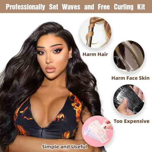 16" 13x4 Glueless Wigs Human Hair Pre Plucked Pre Cut with Baby Hair, 210% Density 12A Brazilian Body Wave Lace Front Wigs Human Hair, Chocolate Brown HD Transparent Wear and Go Wigs for Black Women