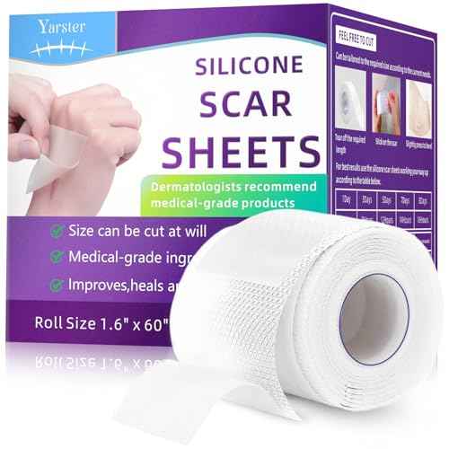 Silicone Scar Sheets, Silicone Scar Tape(1.6"x 60" Roll-1.5M), Medical Grade Scar Sheets, Scar Tape for Surgical Scars, Burn, C-Section, Keloid Scars, Acne Treatment, Stretch Marks Removal