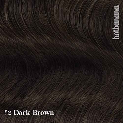 HOTBANANA Human Hair Clip in Hair Extensions, 2 Dark Brown 120g Clip in Hair Extensions Real Human Hair Straight Remy Hair Clip in Hair Extensions 24 Inch 7pcs