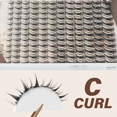 JMS&JMS Lash Clusters 144 Pcs Natural Cluster Lashes Invisible Band Manga Lashes Super Thin Band Reusable Soft & Comfortable(Fairy,8-18mix)