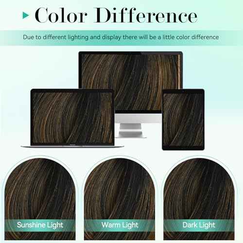Ukira Balayage Hair Extensions Real Human Hair, 16 Inch 120g 7pcs Natural Black to Chestnut Brown Human Hair Clip in Extensions, Soft Natural Straight Clip in Hair Extensions Real Human Hair