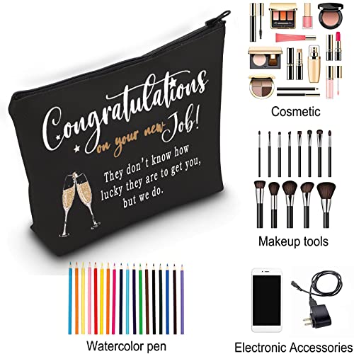 ZJXHPO New Job Gift Congratulations On Your New Job Cosmetic Bag Best of Luck Travel Case Gift Coworker Leaving Gift Makeup Zipper Touch Bag Gift for Colleague (BL new job)