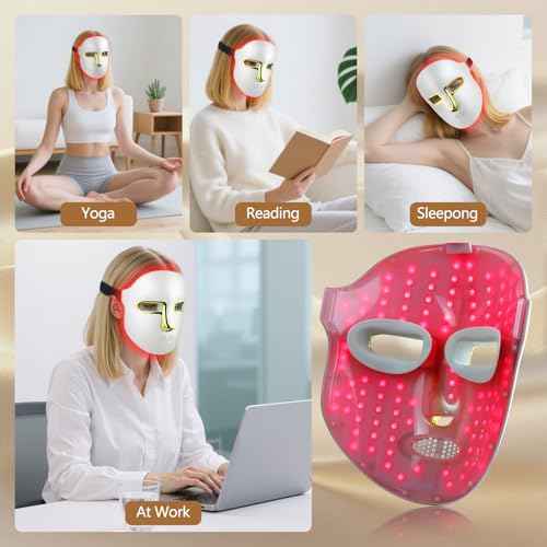 Red Light Therapy for Face Mask ? LED Face Mask Light Therapy with Red Blue LED and Infrared Light, Anti-Aging, Blemish Repair Treatment