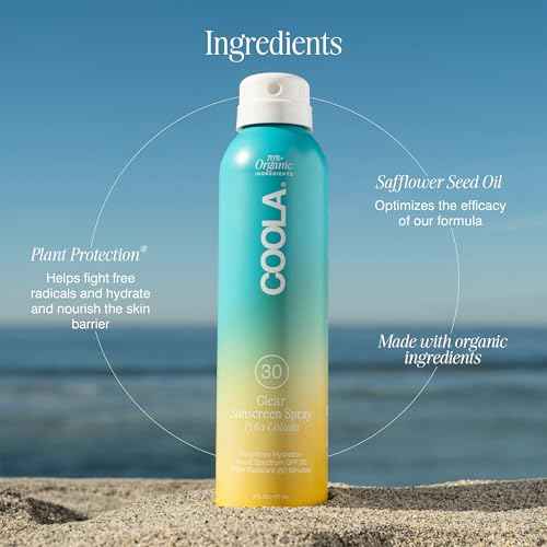 COOLA Organic Sunscreen SPF 30 Sunblock Spray, Dermatologist Tested Skin Care for Daily Protection, Vegan and Gluten Free, Piña Colada, 6 Fl Oz