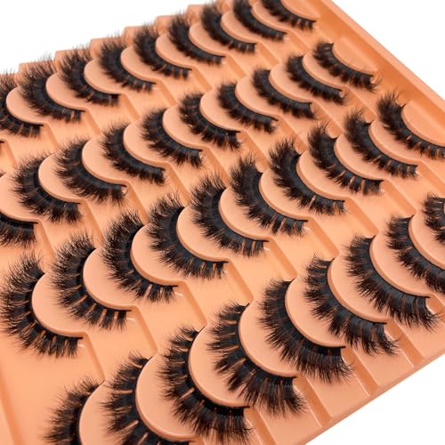 Fluffy Lashes Mink 3D Cat Eye Dramatic Thick Volume EyeLashes Wispy 16mm Full Lash Strips Faux Mink Eye Lashes C Curl Short Cat Eyelahses Pack YH302