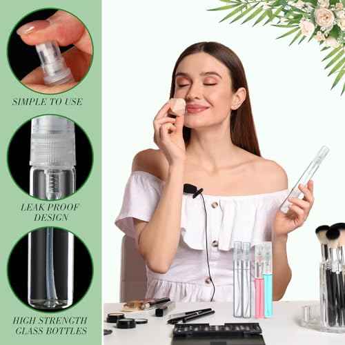 Tanlade 300 Pcs 10ml Mini Spray Bottles Clear Glass Perfume Atomizer Sprayer Bottles Portable Perfume Travel Refillable Bottle for Travel Pocket Dispenser Container