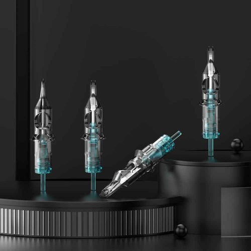 STIGMA Aquamarine Knight Tattoo Cartridge Needles #12(15RM) 50Pcs 0.35mm Standard Disposable Tattoo Needles Cartridges with Membrane Curved/Round Magnum EN02B-50-OF1215RM