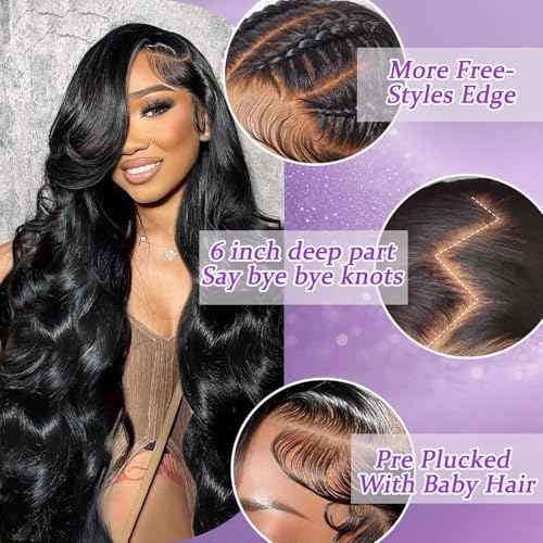 Body Wave Lace Front Wigs Human Hair 200 Density Frontal Wigs Human Hair 13x6 Hd Lace Front Wigs Human Hair Pre Plucked Brazilian Virgin Hair Glueless Wig 20 Inch Body Wave Wig for Women Natural Black