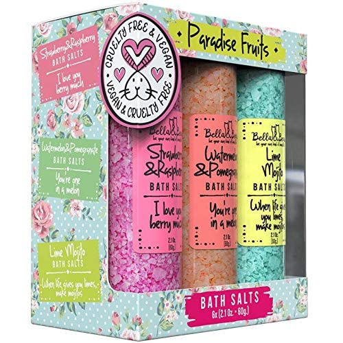 Bella & Bear Paradise Fruits Bath Salts, Foot Soak, Detox, Fruity Scents, Pack of 6, 2oz