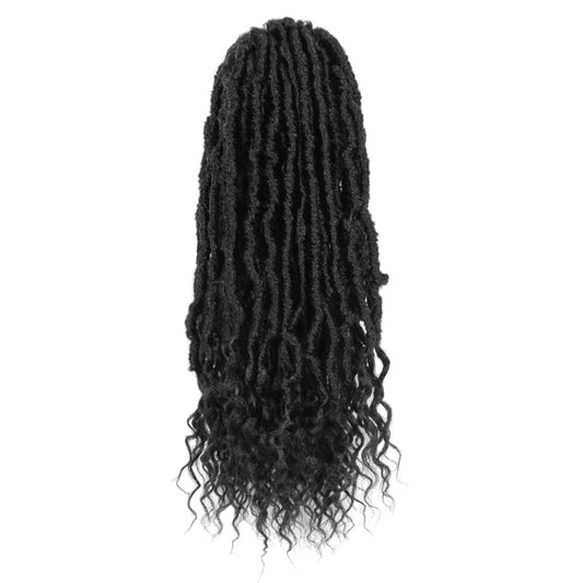 NISEYO NU Soft Locs With Curly Ends 18 Inch 6 Packs, Long Goddess Faux Locs Crochet Hair, 2#(Off Black)