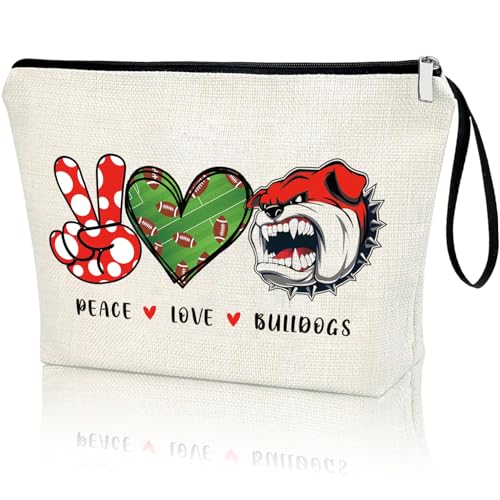 Bulldogs Lover Gift Makeup Bag Gift for Bulldogs Lover Football Basketball Sports Gift Merch Bulldog Spirit Peace Love Bulldogs