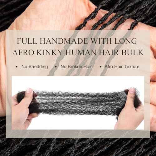 DAIXI Handmade Interlocking Sisterlocks Curly Tips 100% Real Human Hair Permanent Micro Locs Extensions Natural Looking Soft Dreadlocks Can Be Bleached and Dyed.(1B - 0.2cm, 12 Inch 60 Strands)