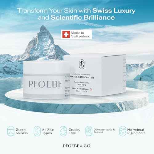 Pfoebe & Co. Peptide Reconstruction Cream | Face, Neck, Jawline, Decolletage | Swiss Glacier Water Infused | Firm & Tighten | Deep Care for Sun Damage | Time-Defying Hydration | Radiant Skin - 50ml