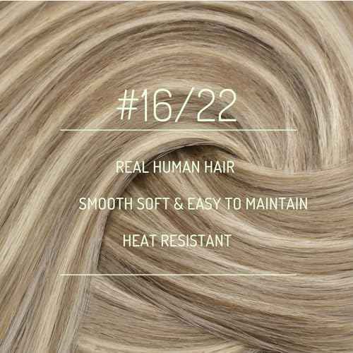 RUNATURE Clip in Hair Extensions Real Human Hair Blonde Highlight 18 Inch Real Human Hair Clip in Extensions 120g Blonde Hair Extension Clip Ins Human Hair Extension Full Head Double Weft 7pcs