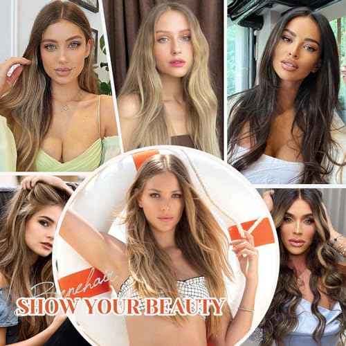 Benehair Halo Hair Extensions Real Human Hair, Brown Halo Hair Extension 100% Human Hair, Wavy Halo Extensions Human Hair, Curly Halo Extensions, Wire Hair Extension, Light Brown 65g/18inch