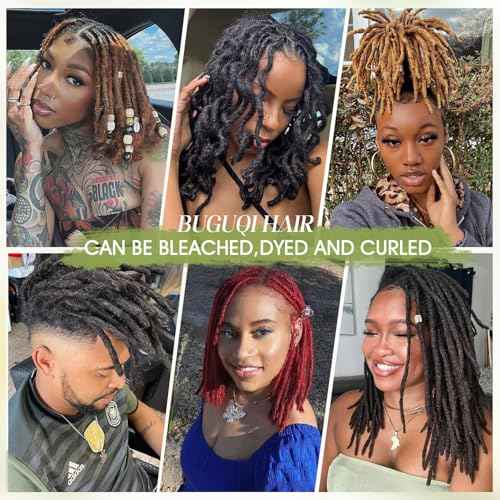 6Inch-18Inch Dreadlock Extensions Loc Extensions Human Hair for Men/Women 100% Real Human Hair (0.6CM Width-1B, 14 Inch-30 Strands)