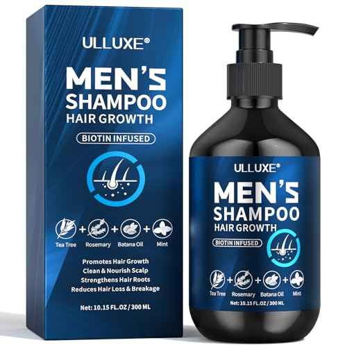 Biotin Hair Growth Shampoo for Men: Natural Mens Thickening Shampoo for Hair Loss and Thinning Hair, Infused Rosemary Oil Tea Tree Oil and Mint, Sulfate Free and Color Safe, 10.15 fl.oz