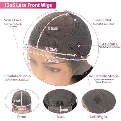16 Inch Body Wave Lace Front Wigs Human Hair Pre Plucked 13x6 HD Transparent Lace Frontal Glueless Wigs 200 Density Body Wave Lace Frontal Human Hair Wigs for Women Natural Black Color