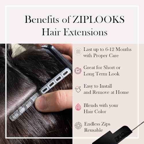 ZIPLOOKS | Ombr?age Hair Extensions | Human Hair Extensions | Ombre Light Ash Blonde to Lightest Blonde Balayage Highlights with ZTool Application, Damage-Free Hair & Scalp, 20 Inch, #20/613 4 Pcs 20g