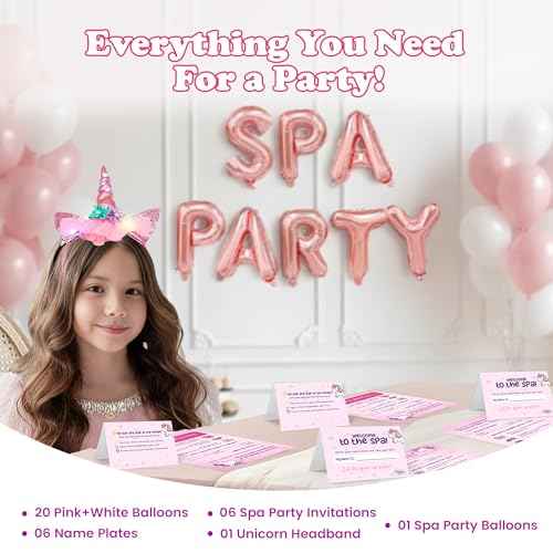 Glow in Dark Kids Spa Day Kit for Girls, 42+ Pieces Waterfall Foot Spa Toys, Nail Spa Kit, Pedicure Manicure Accessories, Perfect Spa Kit for Girls Ages 6 7 8 9 10 11 12, Fun Birthday, Christmas Gifts
