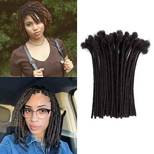 Loc Extension Human Hair 10inch 0.6cm Width 100% Permanent huamn hair Dreadlocks Extension Dyeable Rinse Handmade loc Extension for Men Women (40Strands Natual Black)