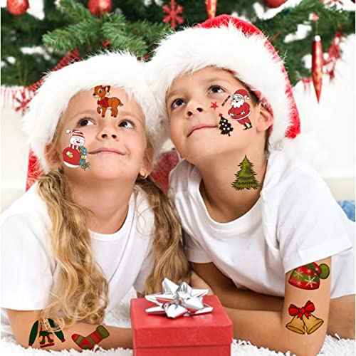 148 PCS Christmas Temporary Tattoos for Kids - Xmas Individual Tattoos for Kids Christmas Party Favors, Stocking Stuffer, Christmas Eve Gift