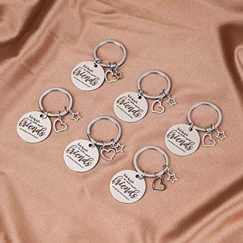 Kolewo4ever 12pc Friend Appreciation Gift Set: 6 Cosmetic Bags & 6 Keychains, White, Letter Print, Zipper Closure, Lightweight, Easy to Clean, Durable, Women Adults, Gift, Travel, Organization
