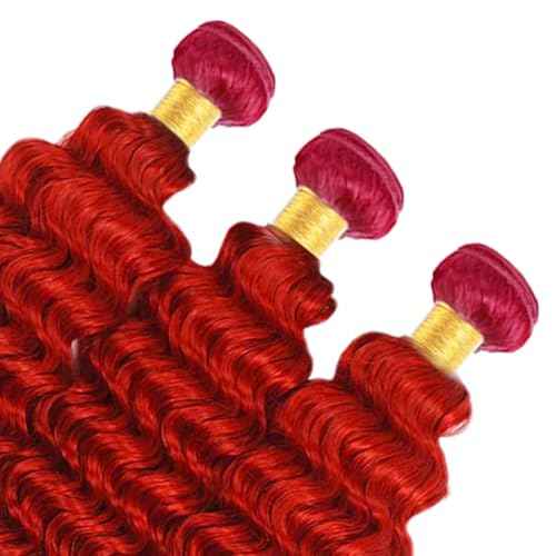 34 34 34 Inch Red Deep Wave Bundles Red Human Hair Bundles Grade 8A Brazilian Virgin Burgundy Deep Wave Hair Extensions