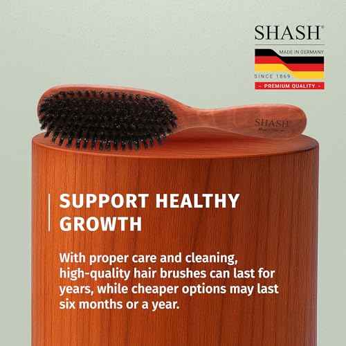 SHASH Classic German First Cut 100% Boar Bristle Hair Brush Since 1869 - Conditions Hair, Improves Texture, Exfoliates Scalp, Fine to Normal not for Coarse hair!