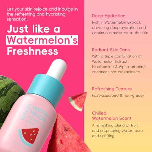 Niacinamide Serum for Face, Skin Care with Watermelon Extract & Hyaluronic Acid, Vitamin C, Hydrating, Glow, Anti-Aging, for Uneven Skin Tone, for Teens Girls Women Gifts, 1 Fl. Oz
