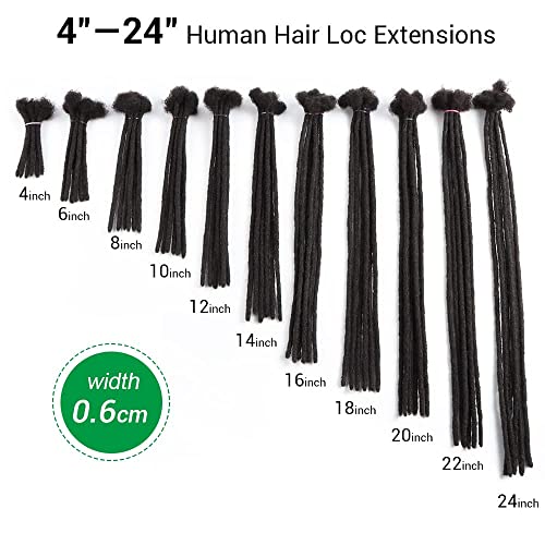 Orientfashion Human Hair Natural Color Handmade Crochet Afro Hair Soft Dreadlocks Extensions 0.6cm Thickness (10inch-0.6cm（Pack of 20Locs）)