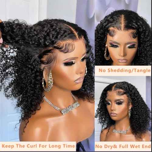 250% Density Kinkycurly Wig Human Hair 13X6 HD Lace Front Curly Human Hair Wig With Baby Hair Afro Kinkys Curly Wig For Women Real Human Hair 16inch