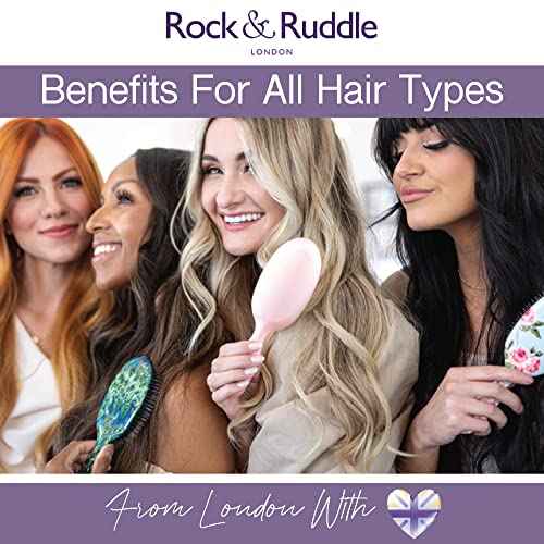 Rock & Ruddle Natural Mixed Boar Bristle Hair Brush for Women and Kids (Small/Travel Size, 17.5cm) - Perfect for Wet or Dry Hair, Detangling Smoothing Blowdrying - Made in UK - Peacocks Design