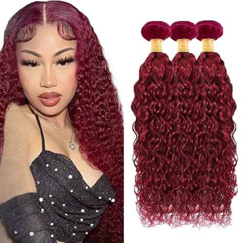 Burgundy Bundles Human Hair 99j Water Wave Bundles 18 20 22 inch Red Bundle Dark Burgundy Water Wave Bundle