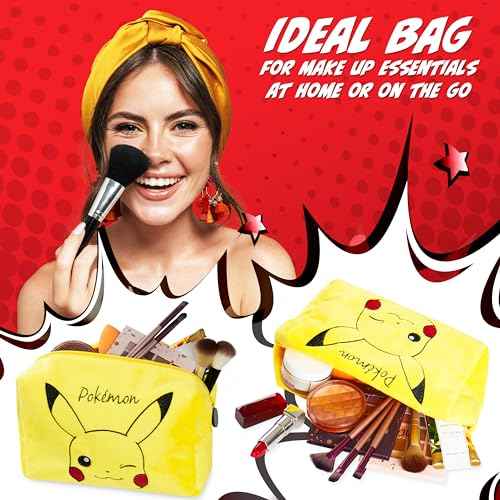 Pokemon Makeup Bag for Women Men and Kids Pikachu Cosmetic Bag Travel Wash Bag Holiday Accessories - Gifts for Women