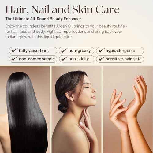 Essence Of Argan Moroccan Argan Oil for Hair, Skin & Nails - Natural Eco-Certified Cold Pressed Oil for Skin Moisturization - Non-Greasy Formula for Hair and Nail Growth - 1.7 Oz /50ml