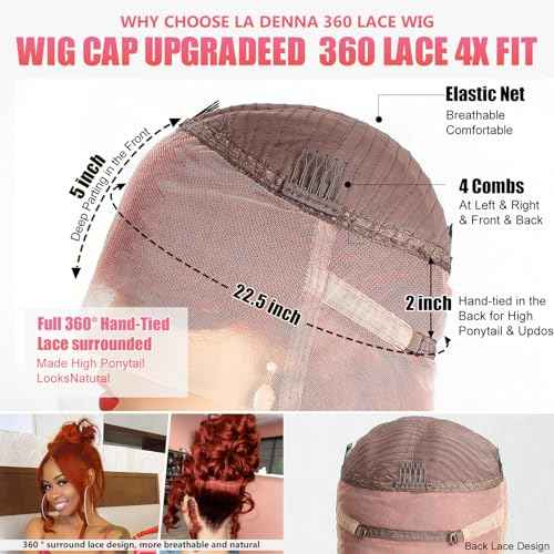 360 Reddish Brown Lace Front Wigs Human Hair 180% Density Copper Red Human Hair Lace Front Wig Pre Plucked 33# Auburn Brown Body Wave 360 Wig Ginger Brown Colored Wigs for Women 22"