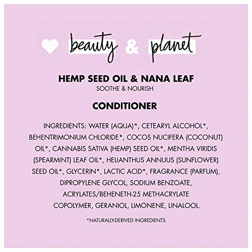 Love Beauty And Planet Soothe & Nourish Dry Hair Conditioner Clean Scalp & Nourished Hair Care Hemp Seed Oil & Nana Leaf Paraben & Silicone Free and Vegan, 32.3 Fl Oz