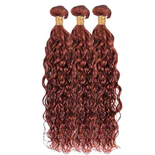 Reddish Brown Bundles Human Hair Water Wave Bundles #33 Copper Red 3 Bundles 30 32 34 Inch Brazilian Remy Auburn Brown Human Hair Extensions 300g Total Double Weft for Women