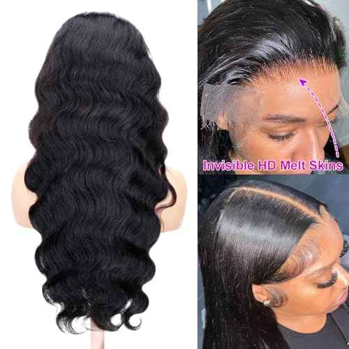 22 Inch13x6 Body Wave Lace Front Pre Plucked 200% Density HD Transparent Frontal Wigs Human Hair Body Wave Glueless Wigs Human Hair Lace Front Wigs for Women