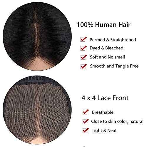 Curly Human Hair Wigs Brazilian Virgin Hair 150% Density Glueless Lace Front 4x4 Closure Wig for Women Natural Color 16 inch