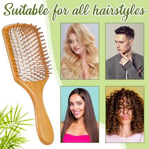 Tessco for you 24 Pcs Bamboo Hair Brushes for Women Bulk Wooden Paddle Brush Scalp Massage Bamboo Bristles Anti Static Men Engraving DIY Gift for Wedding Teacher(White)