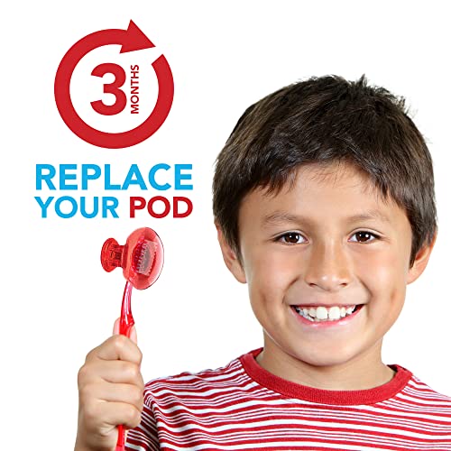 Steripod Kids' Clip-On Toothbrush Protector, Keeps Toothbrush Fresh and Clean, Fits Most Manual and Electric Toothbrushes, Red and Blue Glitter, 2 Count