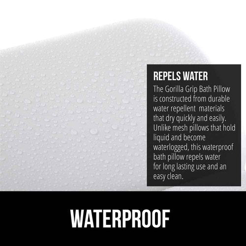 GORILLA GRIP Bath Pillow for Tub, Improved Suction Cups, Luxury Bathtub Pillows, Headrest for Neck and Back Support, Relaxing Home Spa, Hot Tubs and Bathroom Essentials, Gifts for Women, 3 Panel White