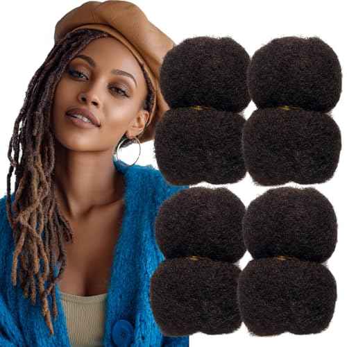 Tight Afro Kinky Human Hair for Dreadlocks,Ideal for Making Locs,Repair Extensions,Twist or Braids 4 Bundles/Package Darker Brown #2 16inch