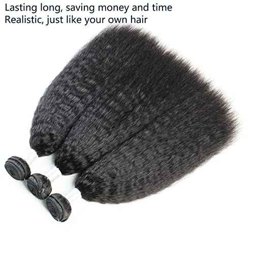 Yaki Straight Weave Human Hair Bundles Kinky Straight Remy Hair 3 Bundles 14 14 14 inch 12A Unprocessed Brazilian Virgin Hair Extensions Natural Color