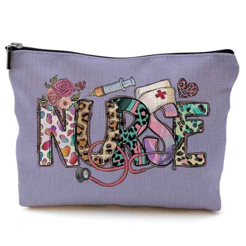 Nurse Makeup Bags,Nurse Gifts for Women,Nurse Cosmetic Bags With Zipper,Nurse Gifts for Nursing Student,Student Nurse Gifts(Purple)