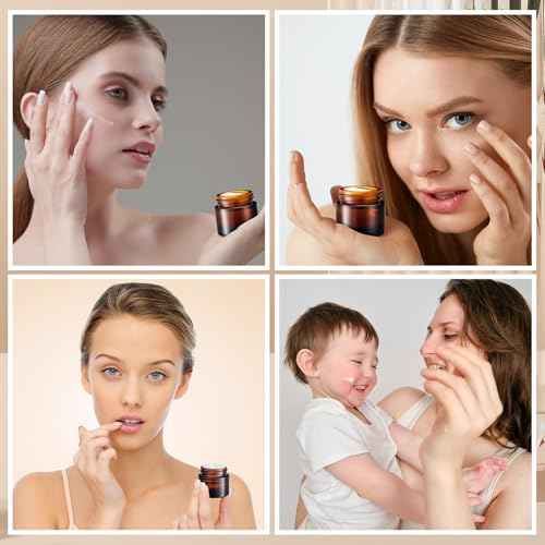 140 Pack 10ml Glass Jars with Lids Small Lip Balm Containers 10ml Sample Jars Travel Size Containers for Lip Balm Cream Lotion Makeup Cosmetic Skincare Travelling Retail Store(Amber)